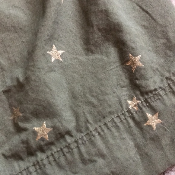 CREWCUTS 14 Army Green Skirt Gold Stars - Picture 2 of 4
